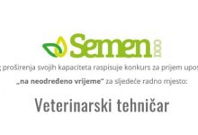 Semen d.o.o. raspisao oglas za prijem veterinarskog tehničara