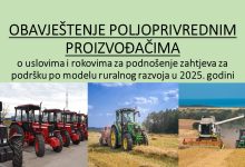 Počelo podnošenje zahtjeva za ostvarivanje novčane podrške po modelu ruralnog razvoja u 2025. godini